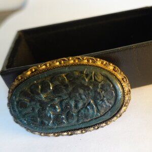 Antique cinnabar pin signed China
